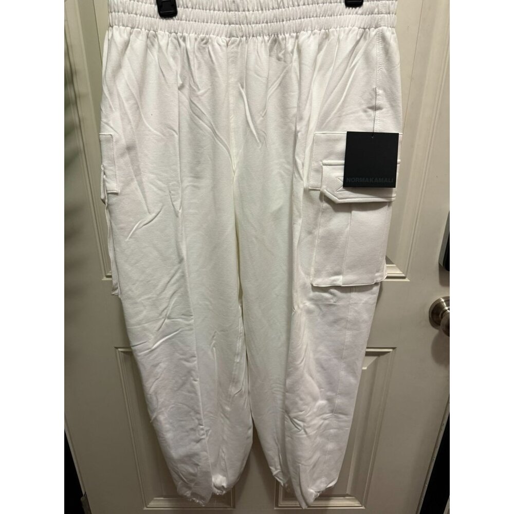 Norma Kamali Oversized Boyfriend Cargo Sweatpants Snow White M(34)